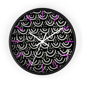 Black Mermaids Wall Clock, Geometric Print 10" dia. Indoor Large Wall Clock - Made in USA