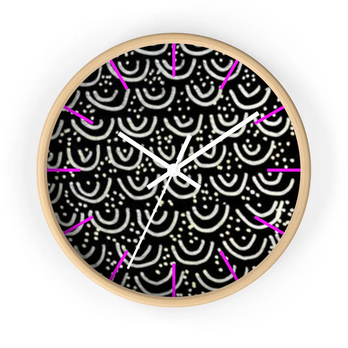 Black Mermaids Wall Clock, Geometric Print 10" dia. Indoor Large Wall Clock - Made in USA