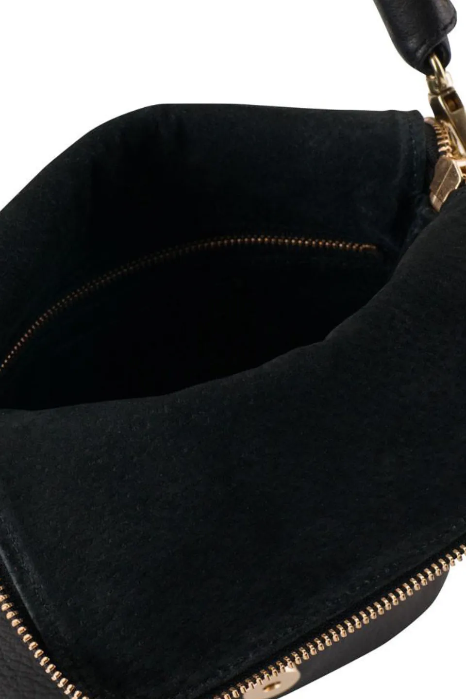 Bobi Leather Fold Over Black Clutch with Gold Chain