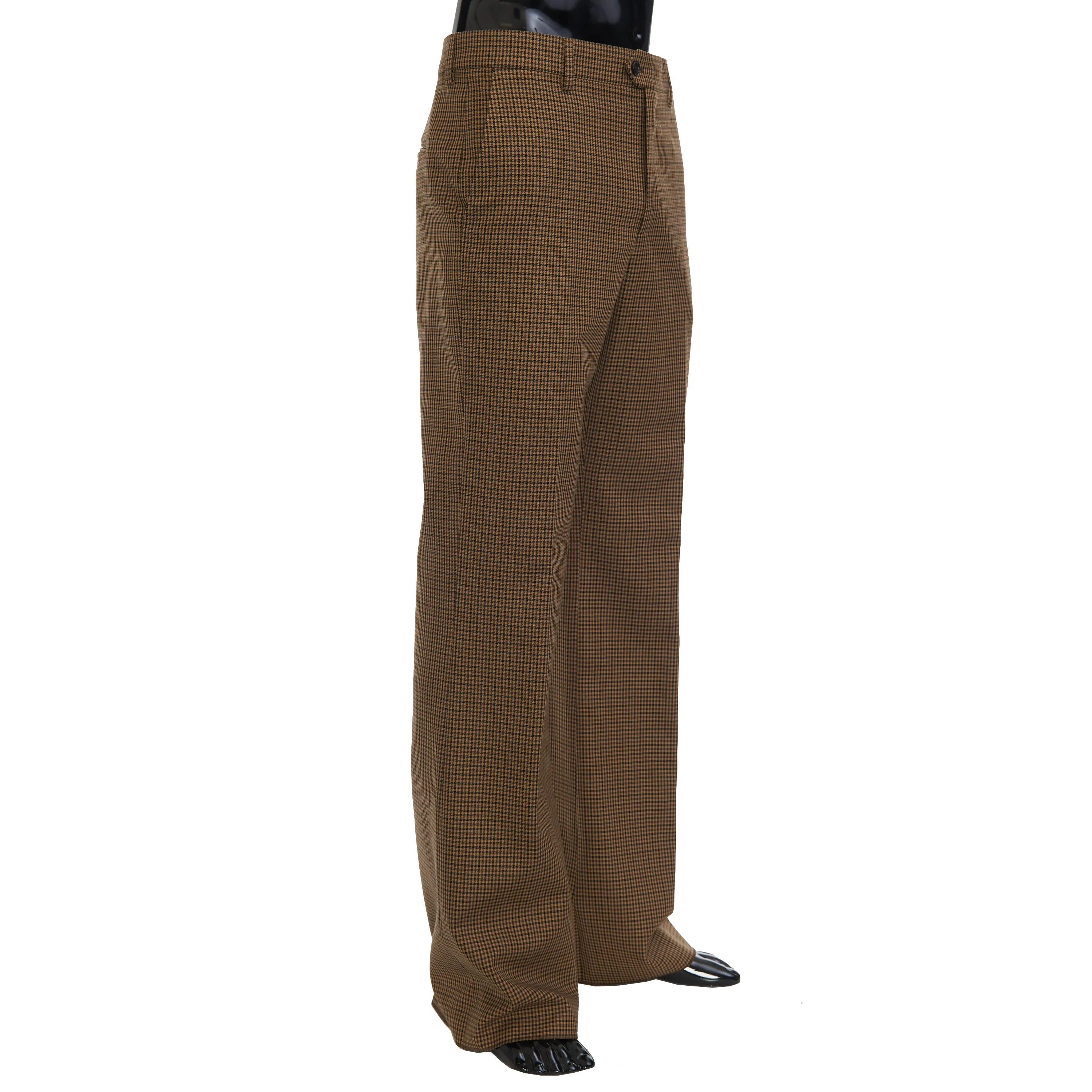 Bootcut Pants In Brown Checked Wool