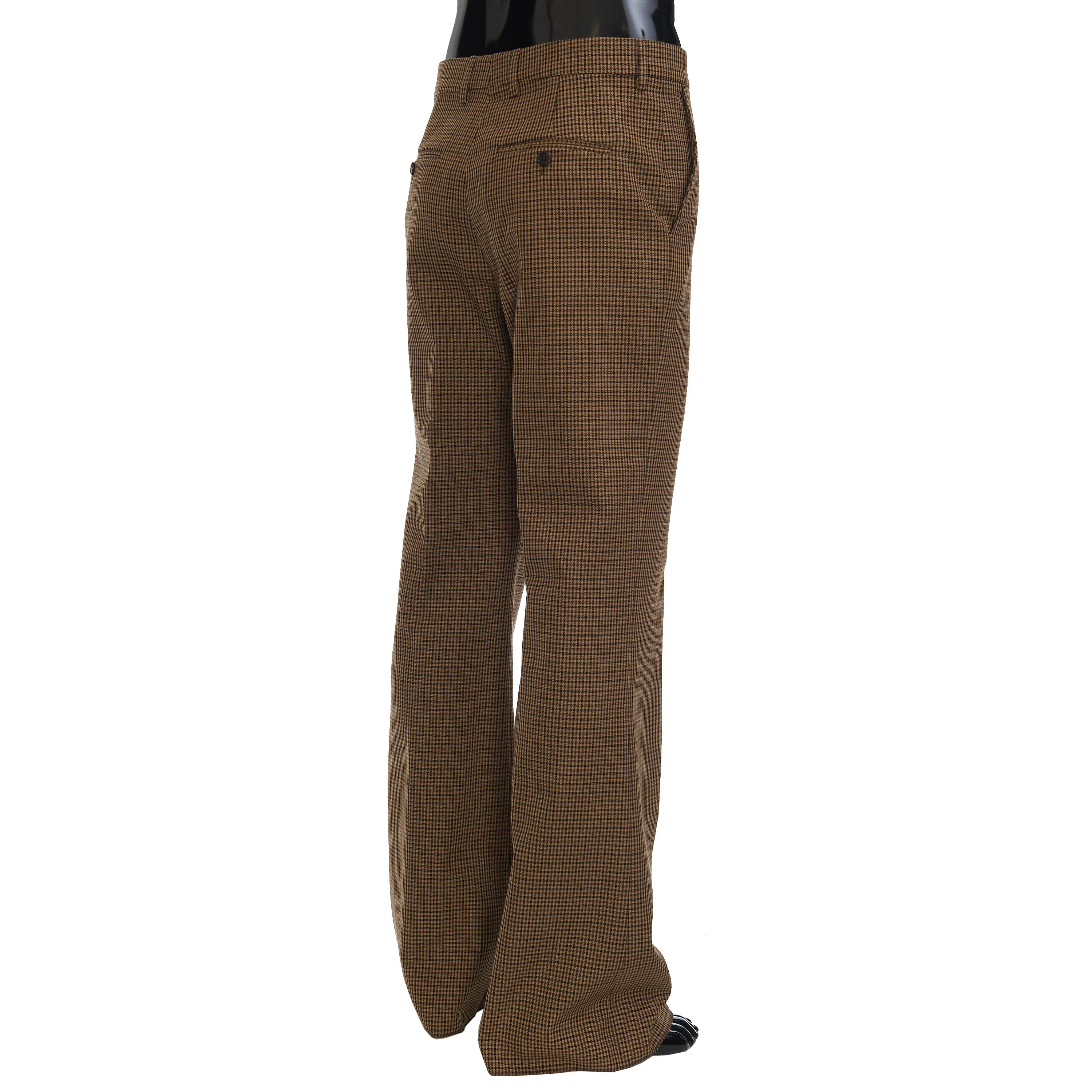 Bootcut Pants In Brown Checked Wool