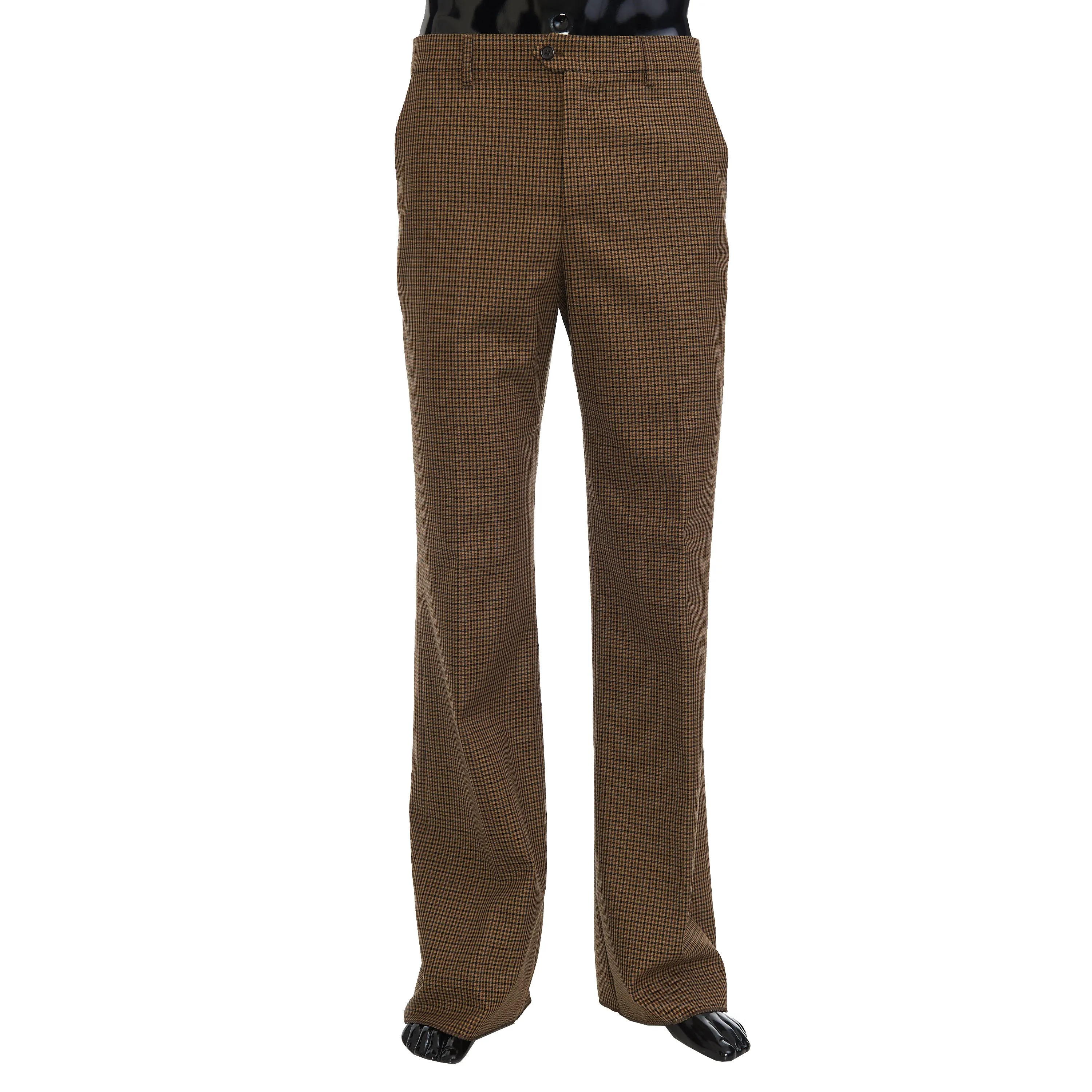 Bootcut Pants In Brown Checked Wool