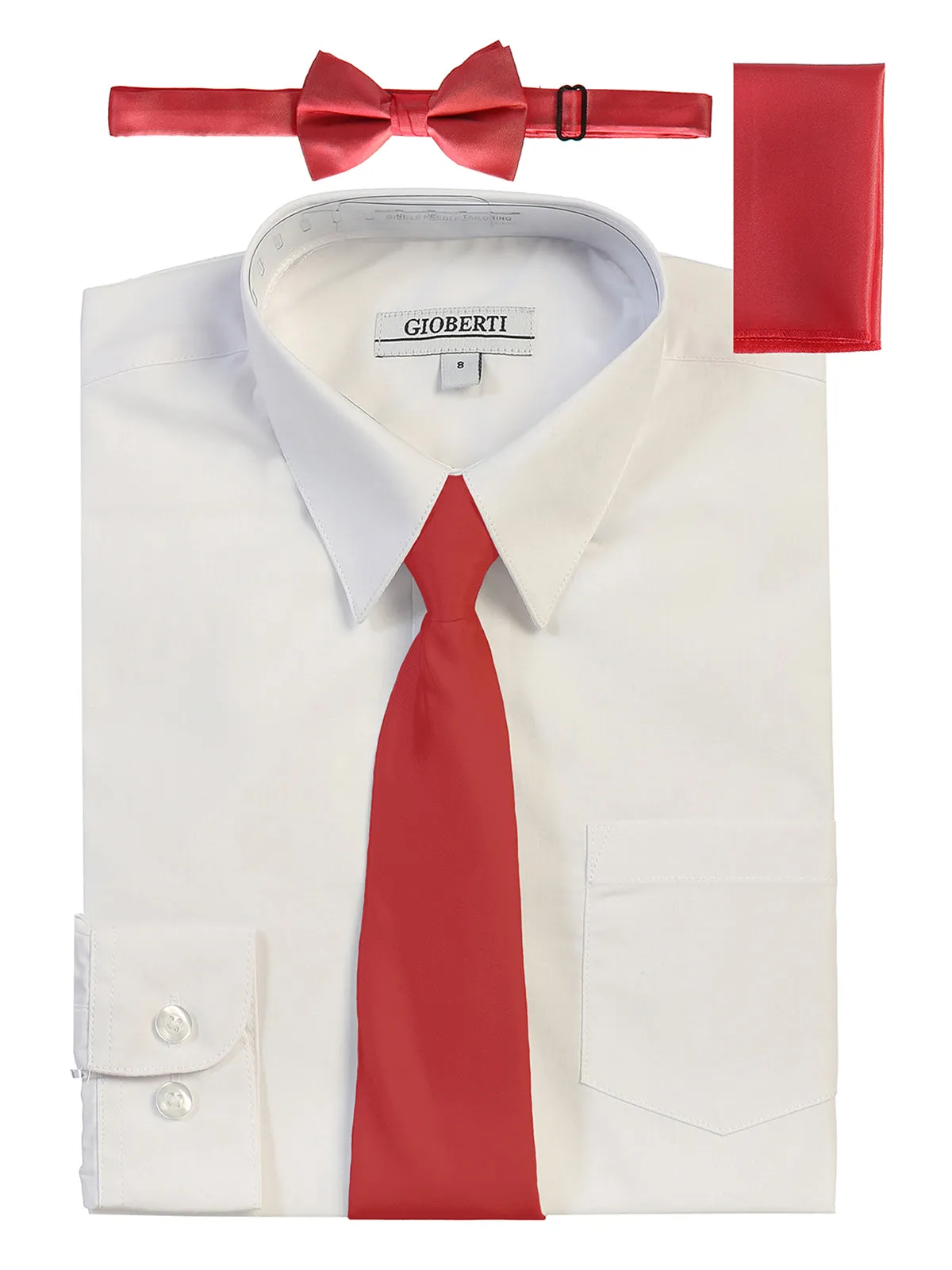 Boy's White Shirt w/ Solid Tie Set