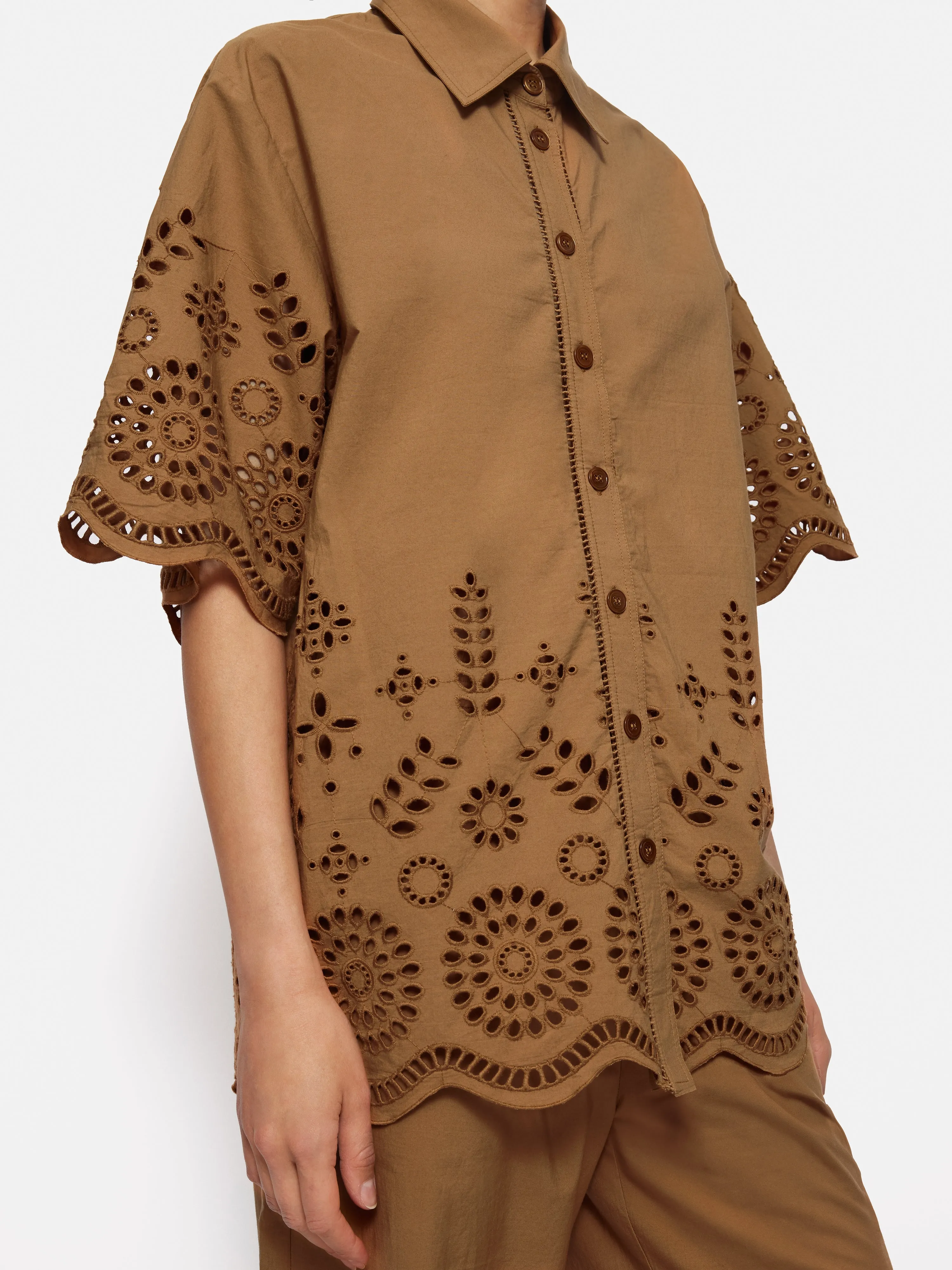 Broderie Shirt | Camel