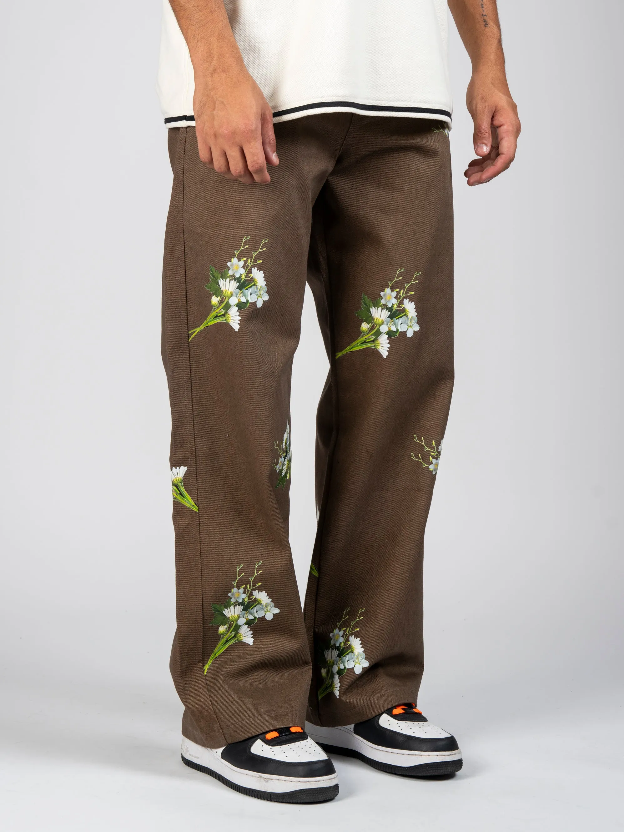 Brown Floral Denim