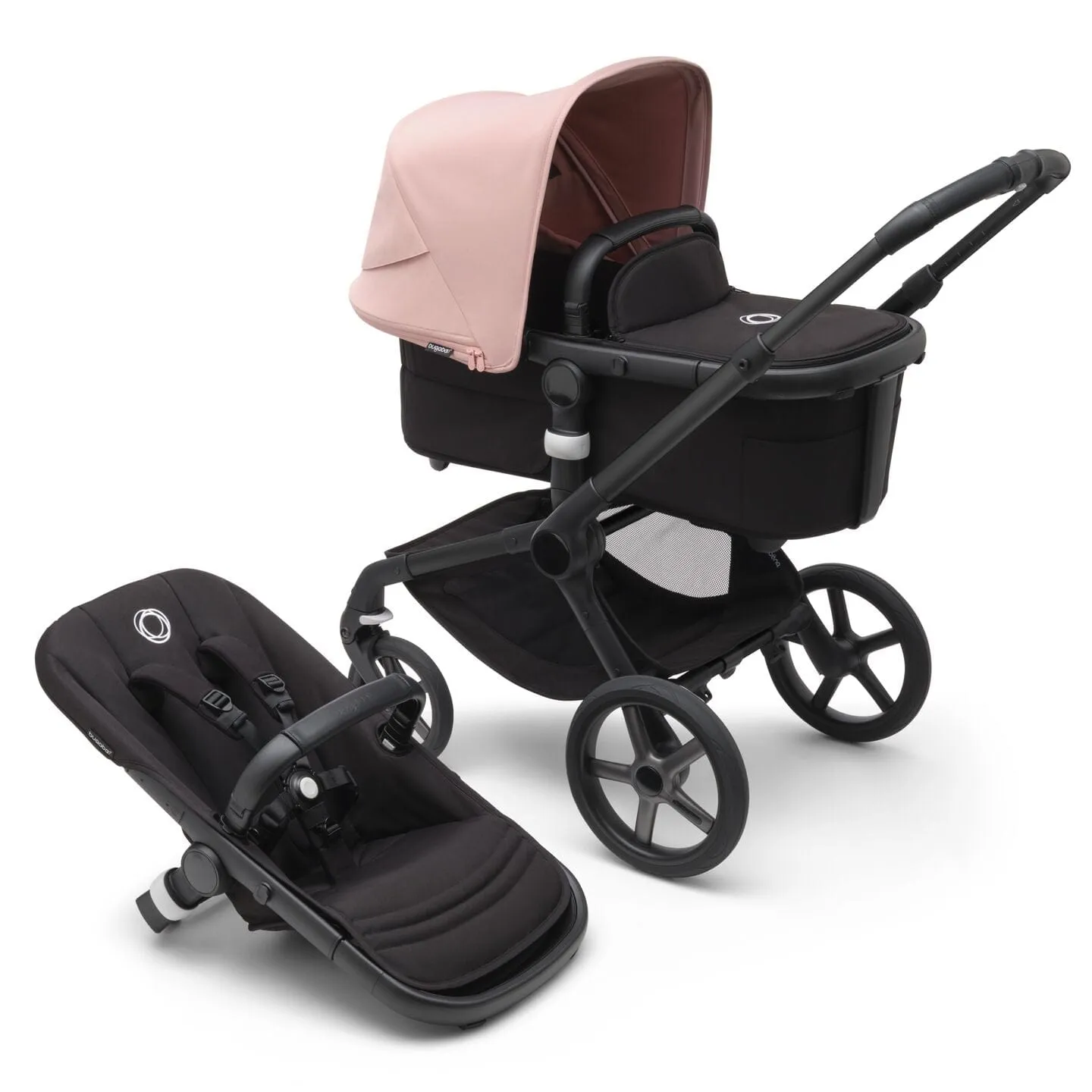 Bugaboo Fox 5, Pebble 360 PRO and Base Travel System - Black/Midnight Black/Morning Pink