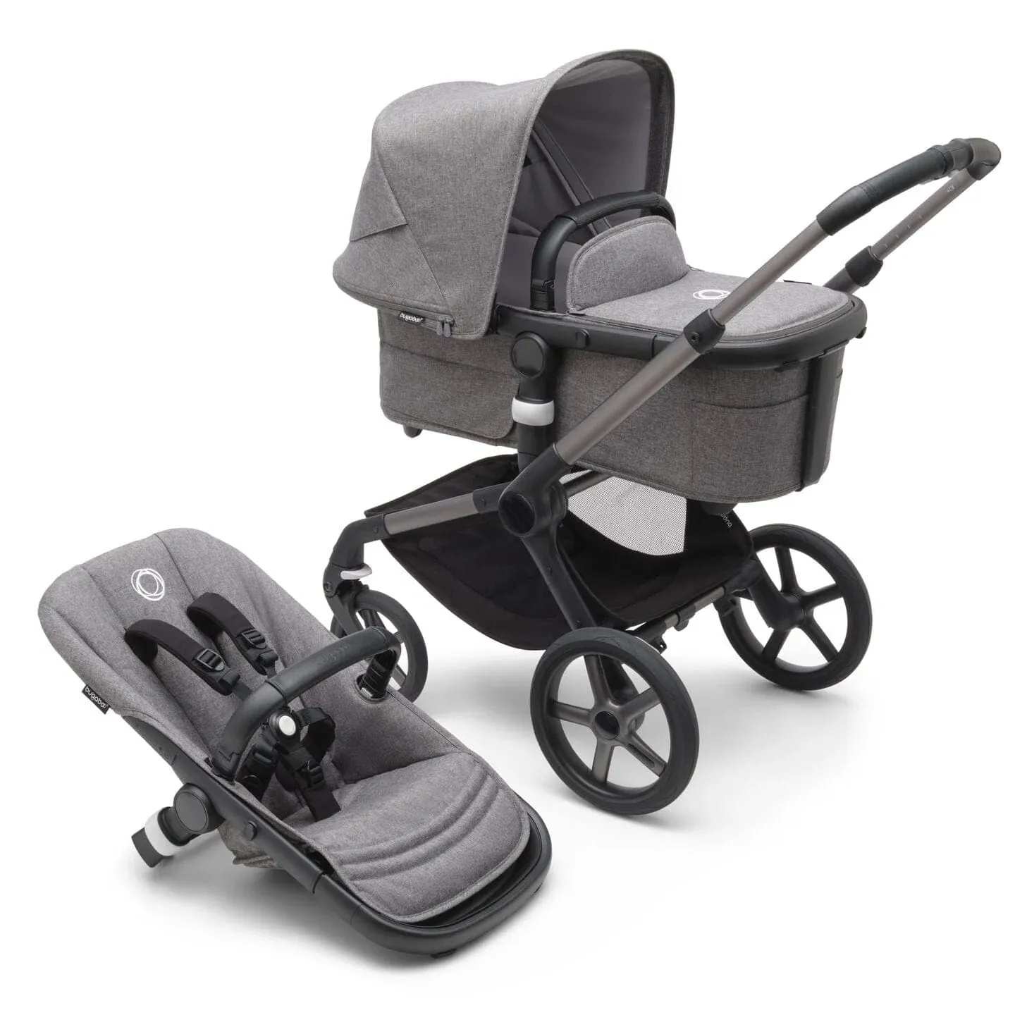 Bugaboo Fox 5, Pebble 360 PRO and Base Travel System - Graphite/Grey Melange/Grey Melange