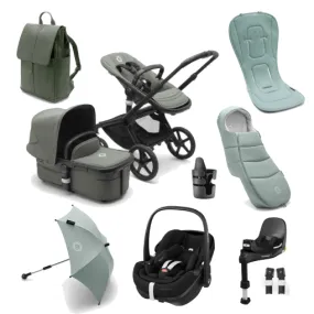 Bugaboo Fox 5, Pebble 360 PRO Ultimate Travel System - Black/Forest Green/Forest Green