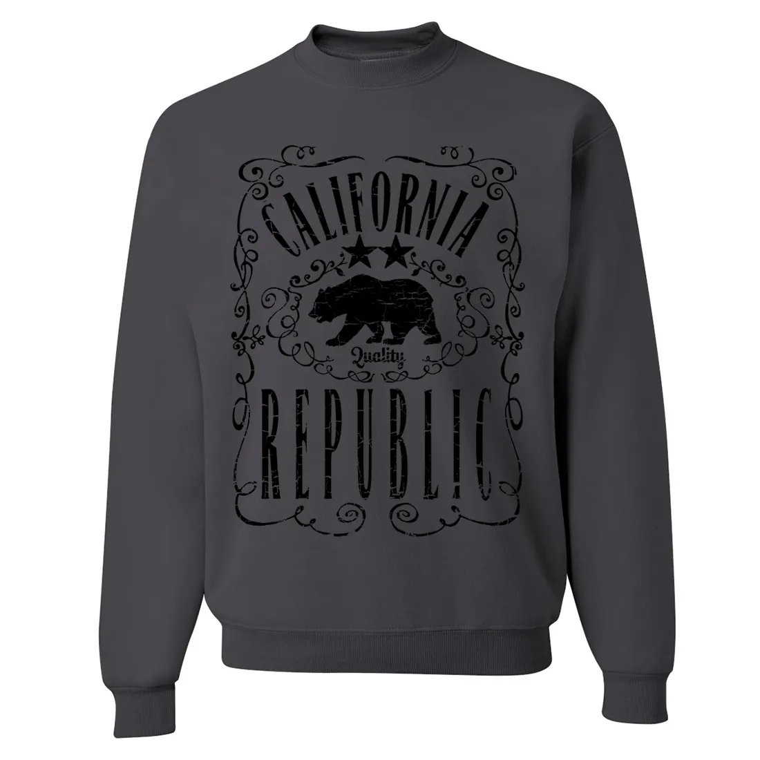 California Republic JD Whiskey Black Print Crewneck Sweatshirt