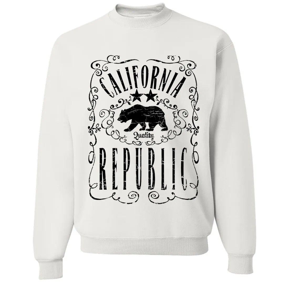 California Republic JD Whiskey Black Print Crewneck Sweatshirt