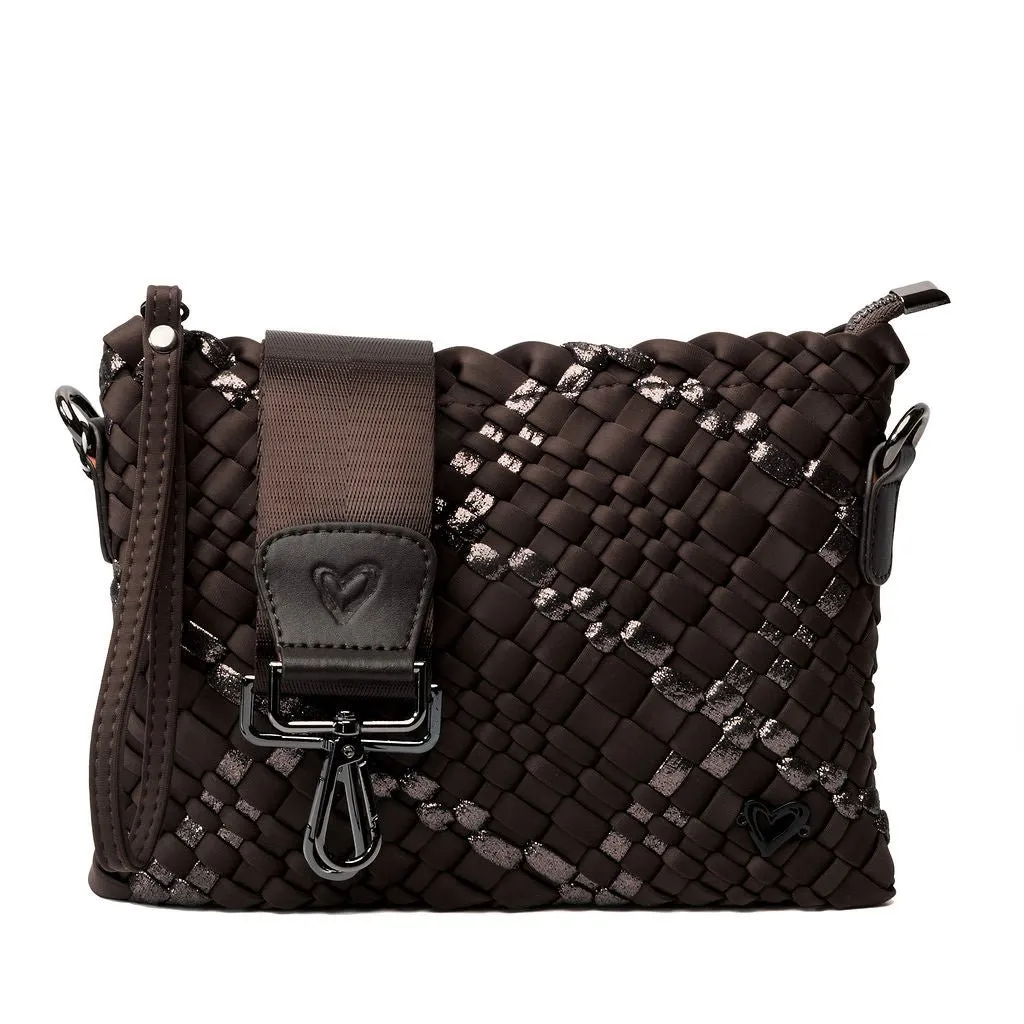 Charlotte Woven Crossbody - Espresso & Bronze