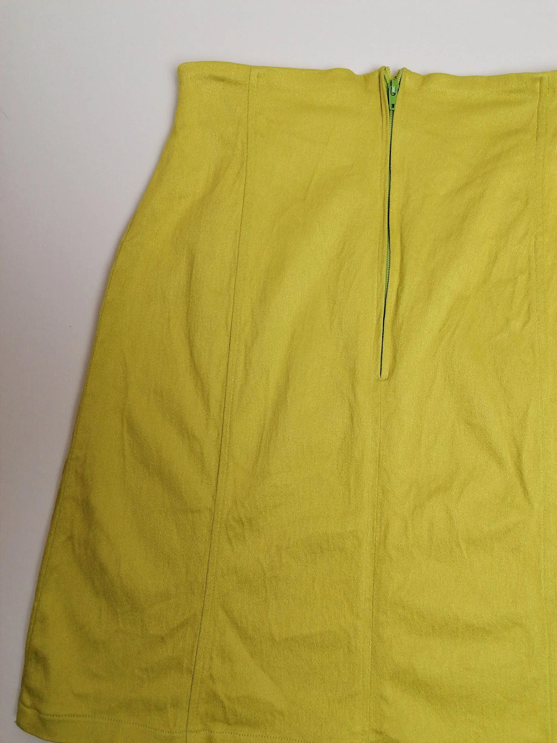 Chartreuse High waist A-line Mini Skirt - size S