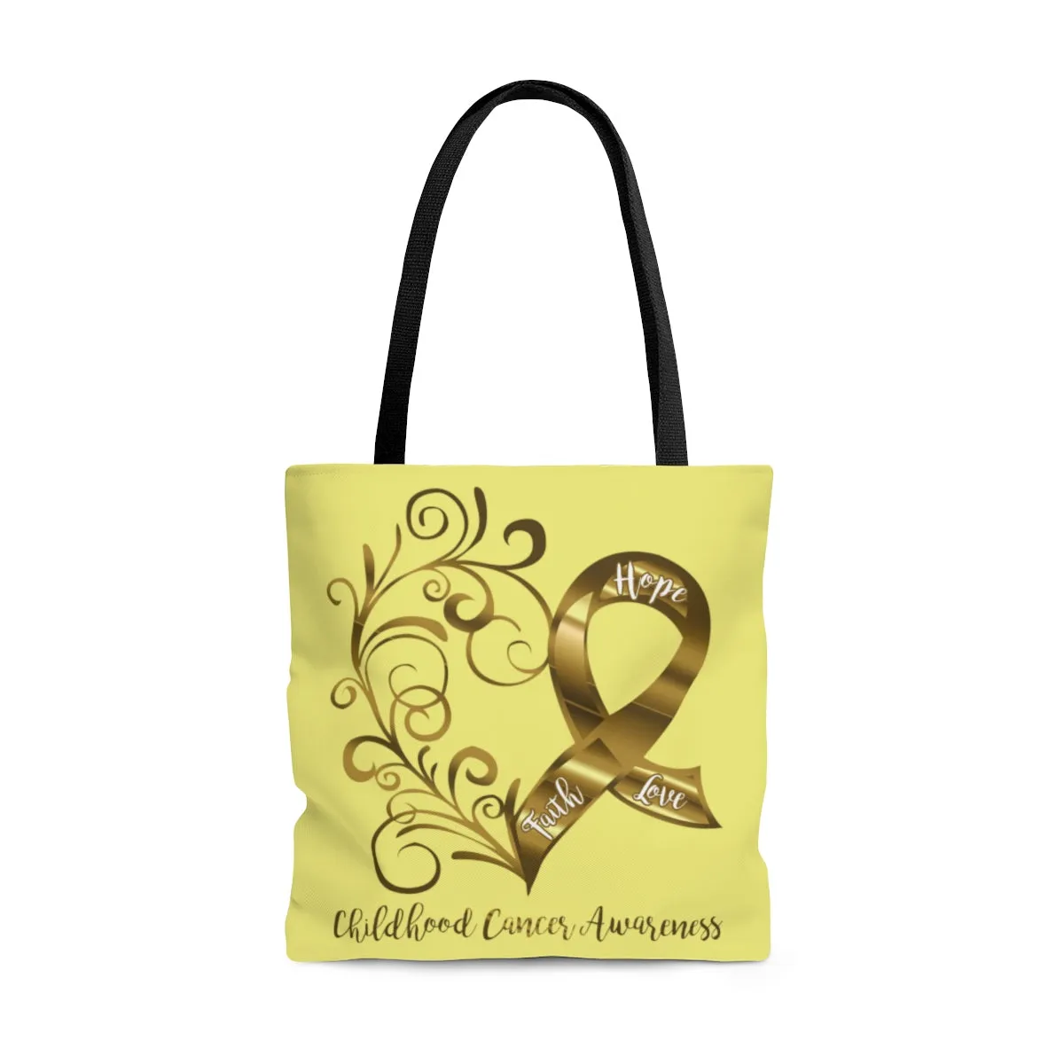 Childhood Cancer Awareness Large Yellow Tote Bag (Dual-Sided Design)