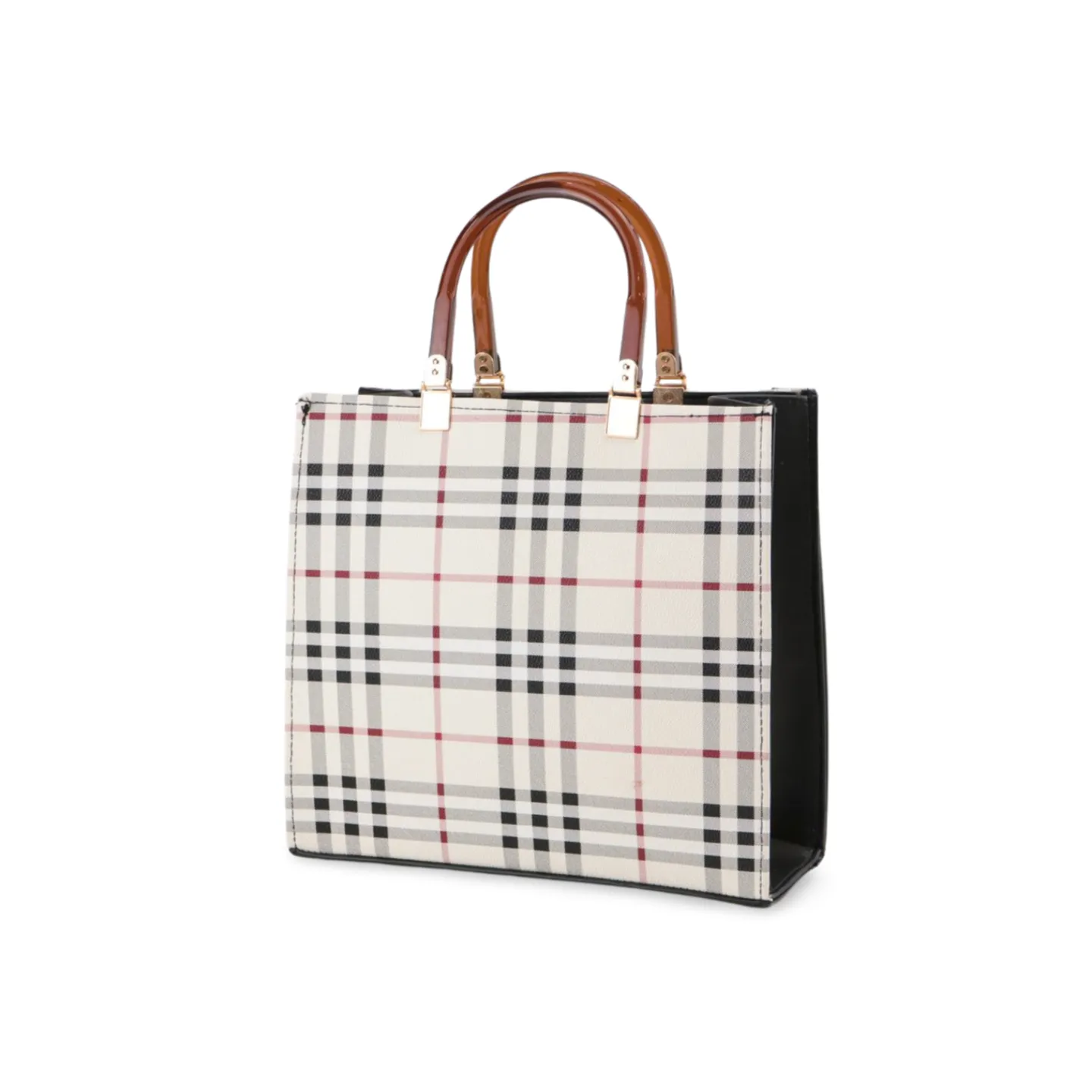 Classic Checked Tote Bag with Detachable Strap