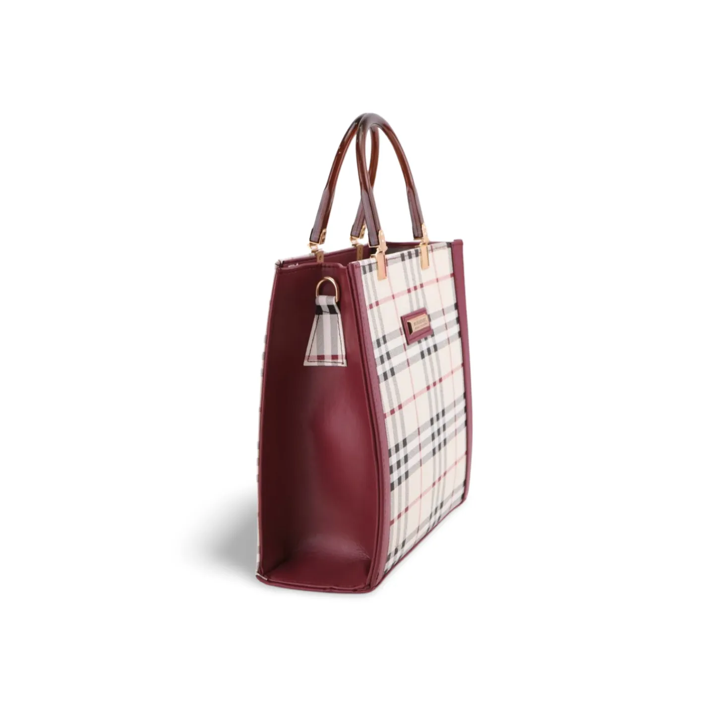 Classic Checked Tote Bag with Detachable Strap