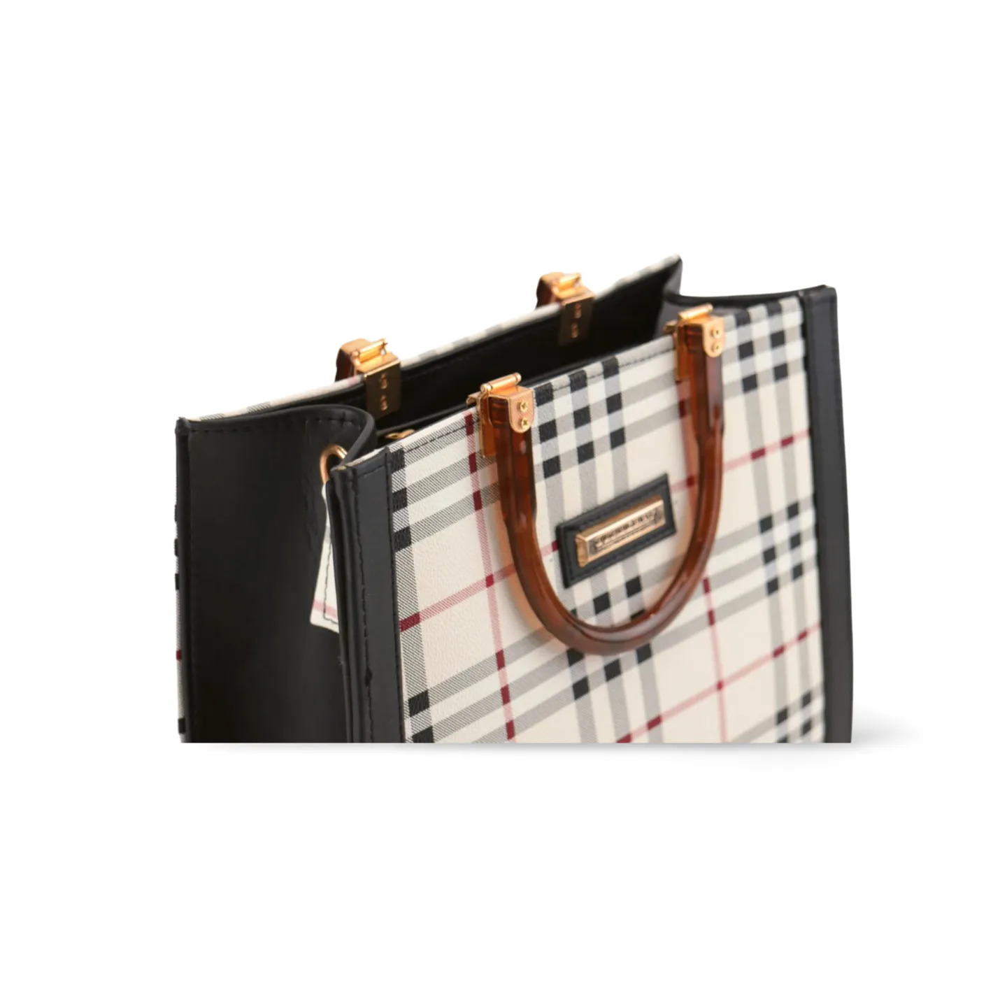 Classic Checked Tote Bag with Detachable Strap