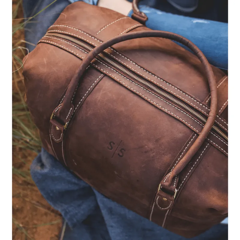 Classic Leather Duffle Bag - Chocolate Brown Weekender