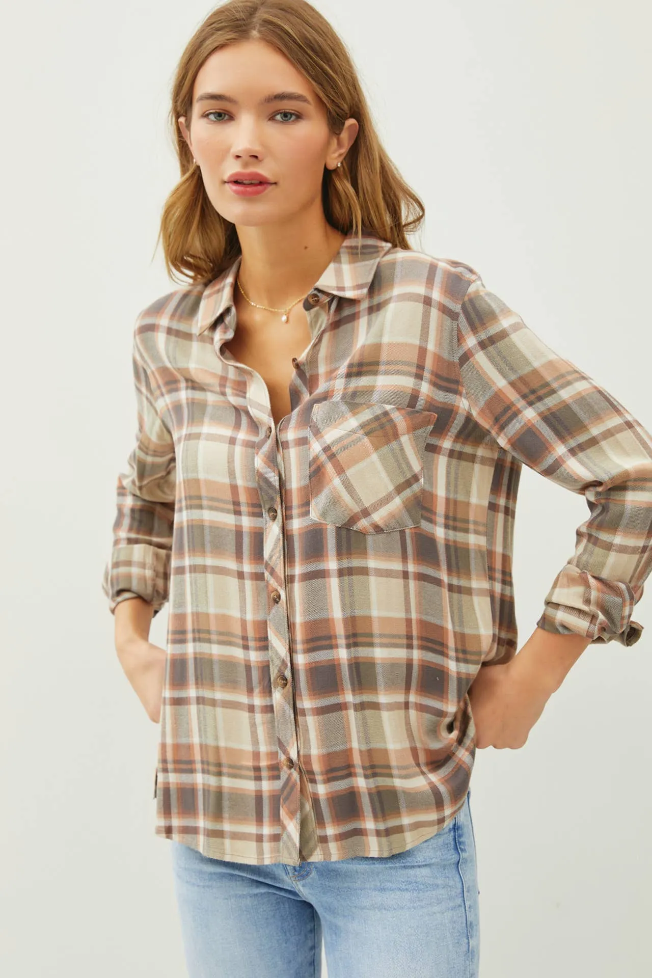 CLASSIC MULTI-BROWN RED FLANNEL SHIRT