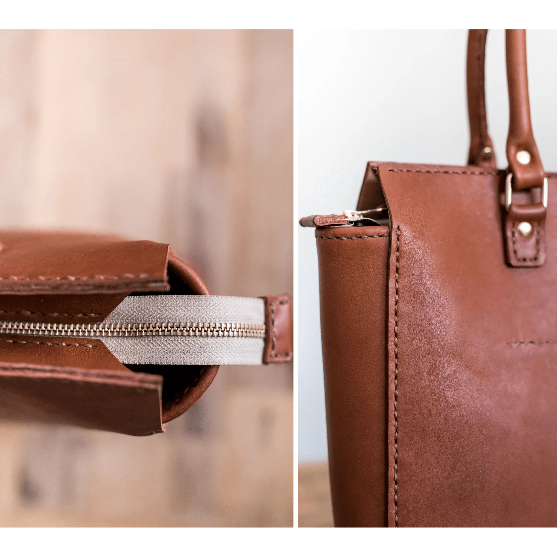 Classic Naomi Leather Handbag - Hazelnut Brown