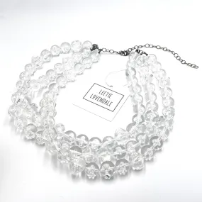 Clear Bubble Beaded Multi Strand Morgan Necklace