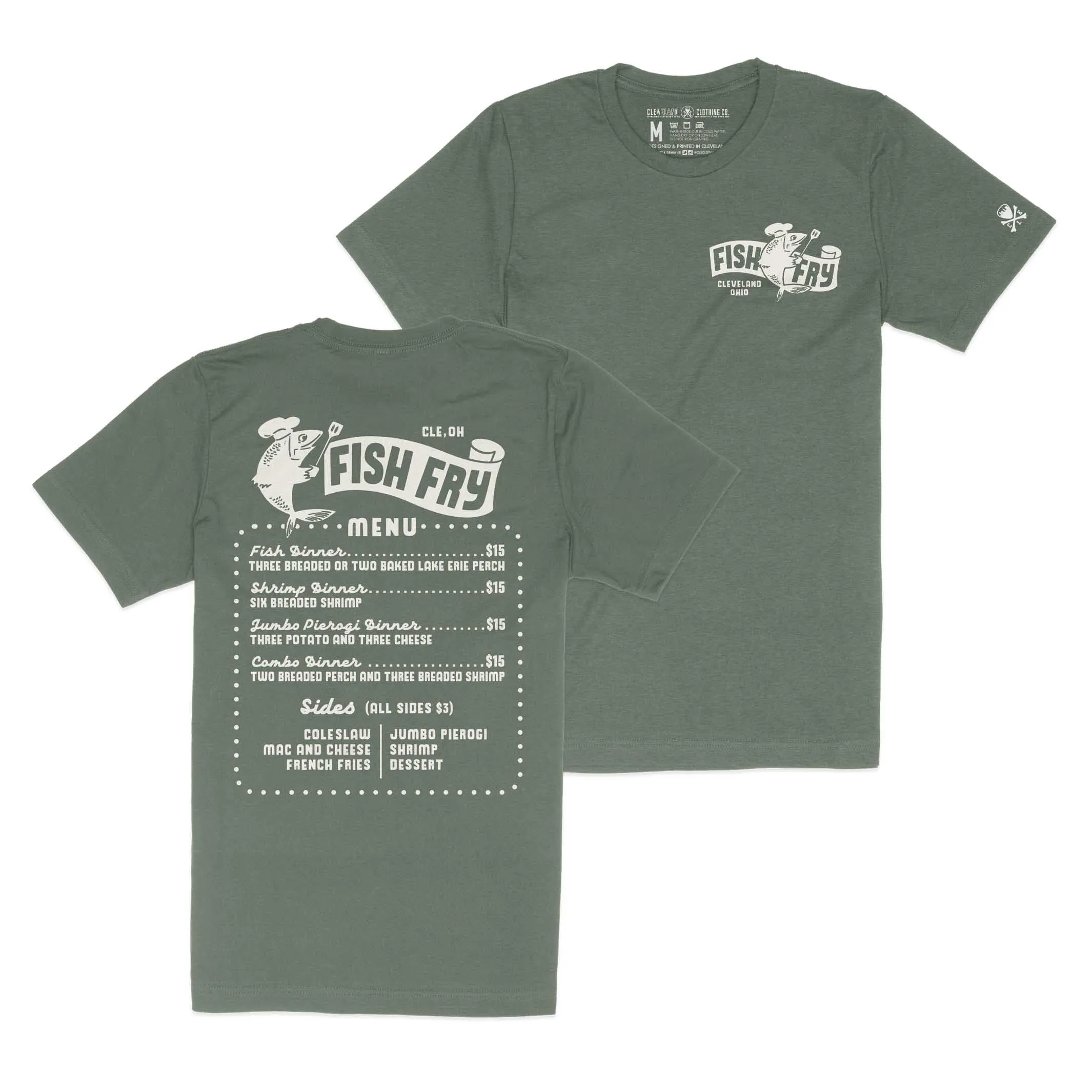 Cleveland Fish Fry Menu - Unisex Crew T-Shirt