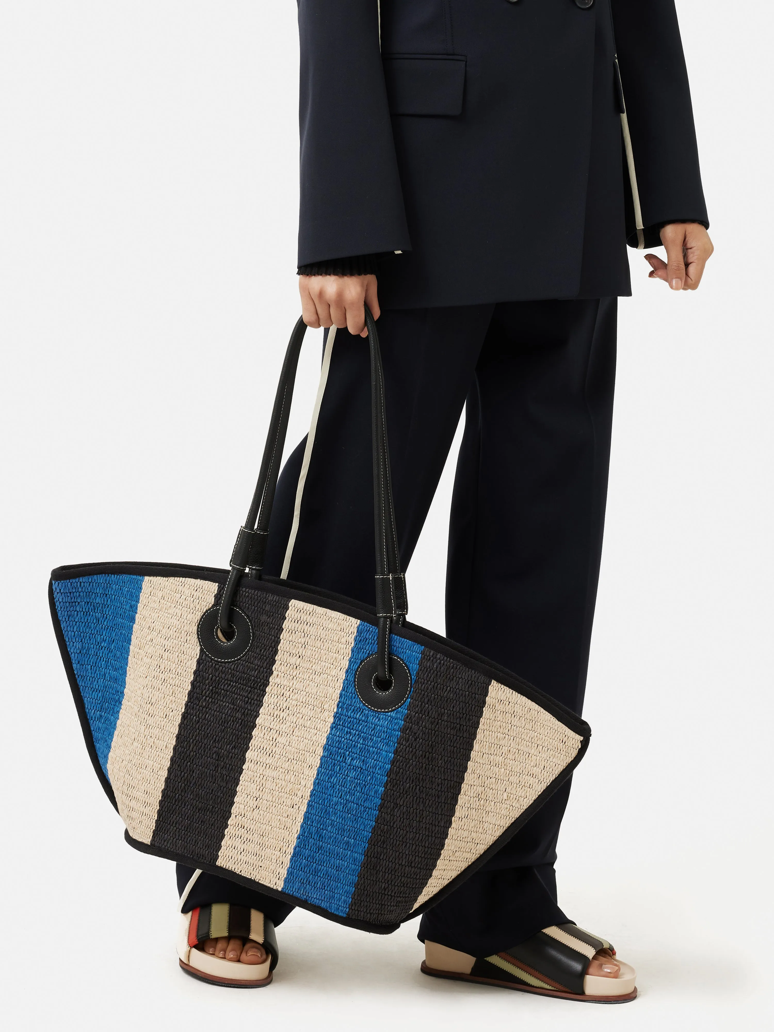 Collagerie Raffia Striped Tote | Multi