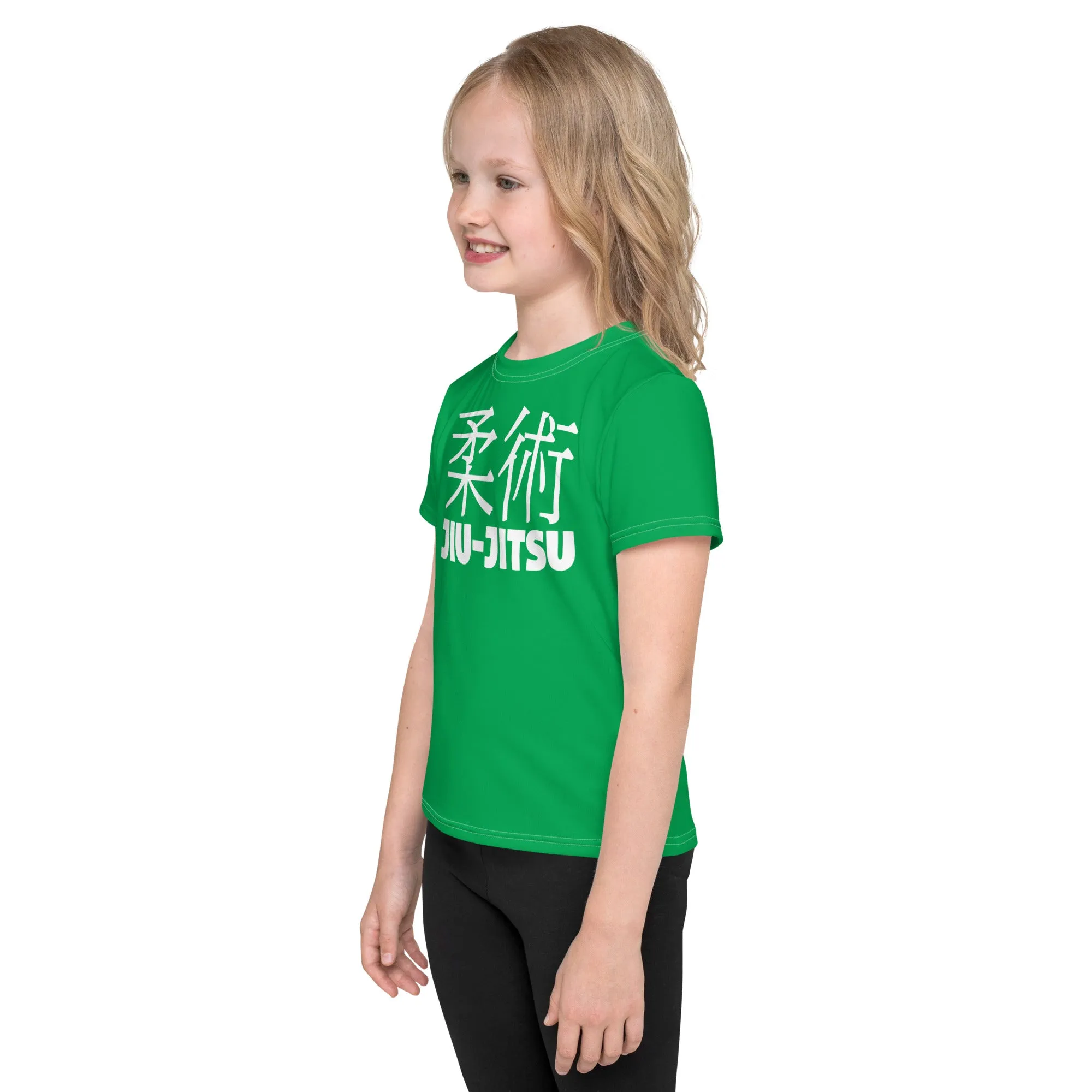 Comfortable Mobility: Girl's Short Sleeve Classic Jiu-Jitsu Rash Guard - Jade