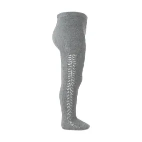 Condor Tights - Side Openwork Lace in Light Grey