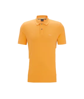 Cotton Polo Shirt With Embroidered Logo - Orange