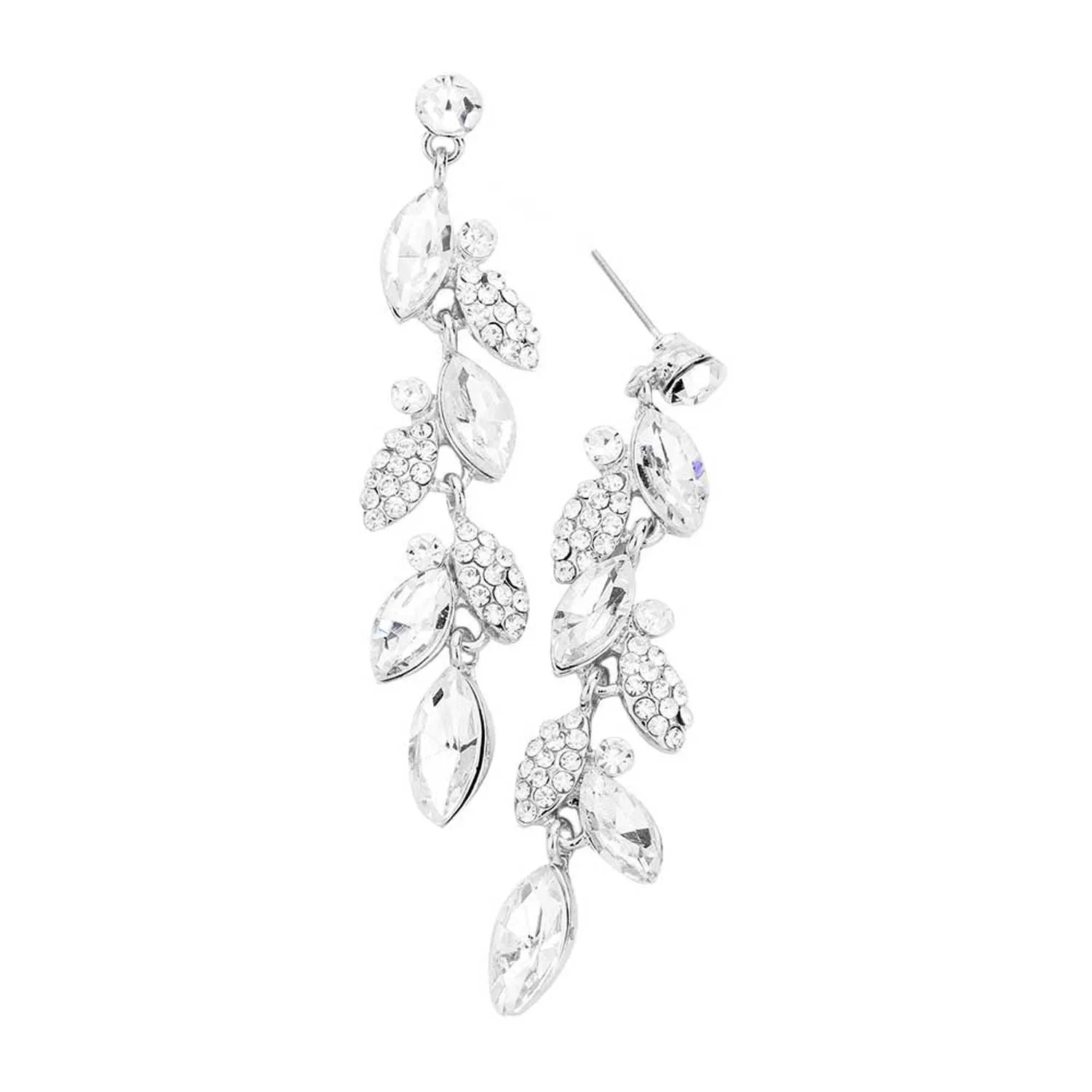 Crystal Marquise Cluster Drop Evening Earrings