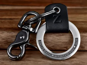 Custom 3D Engraved Leather Keychain Ring