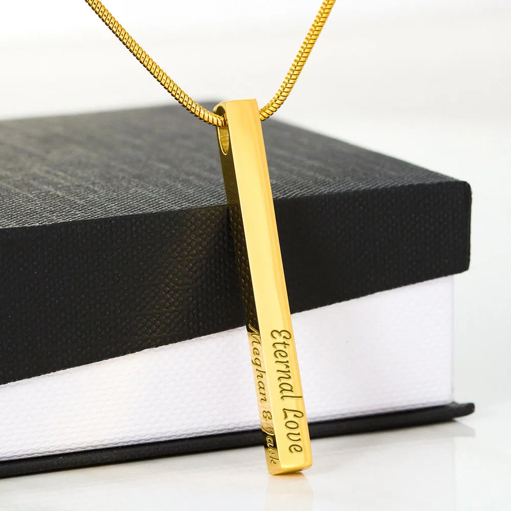 Custom 4 Sided Stick Bar Necklace -With I Love You Message Card Gifts For Daughter From Dad