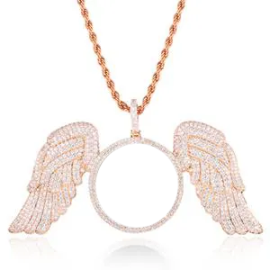 Custom Made Photo Angel Wings Medallion Necklace