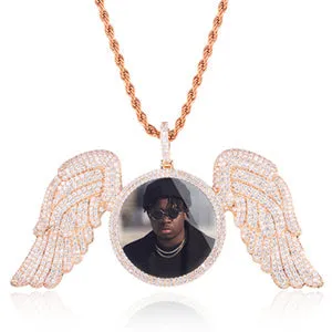 Custom Made Photo Angel Wings Medallion Necklace