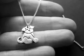 Cute Puppy Dog Necklace, Solid Sterling Silver Dog Necklace