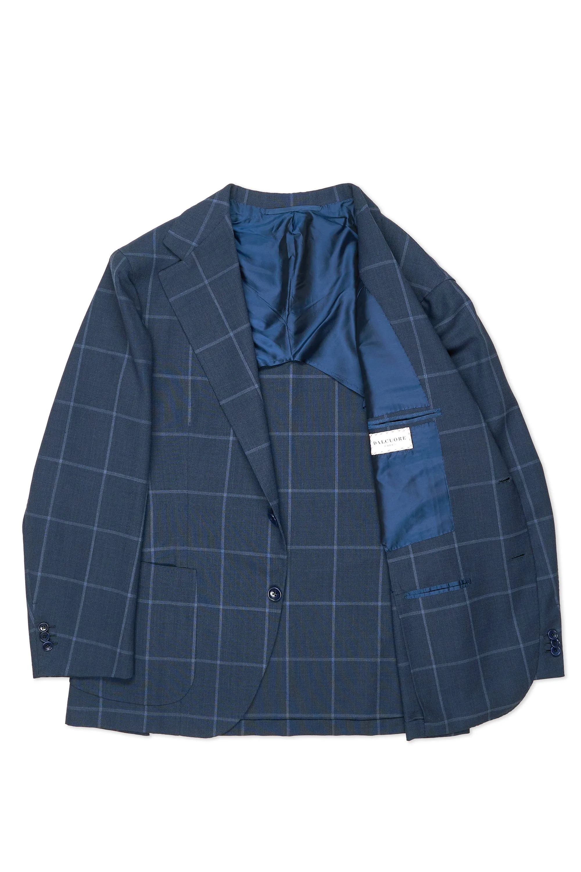 Dalcuore Blue Windowpane Wool Sport Coat