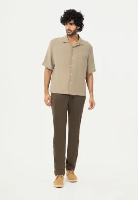 Dark Olive Turn-up Hem Power-Stretch Pants