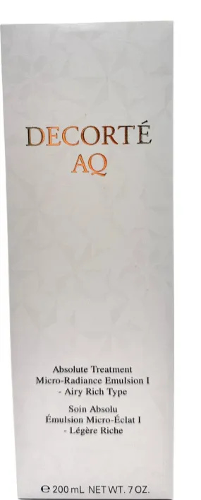 Decorte Aq Absolute Treatment Micro-radiance Emulsion 1- Airy Rich Type 200ml