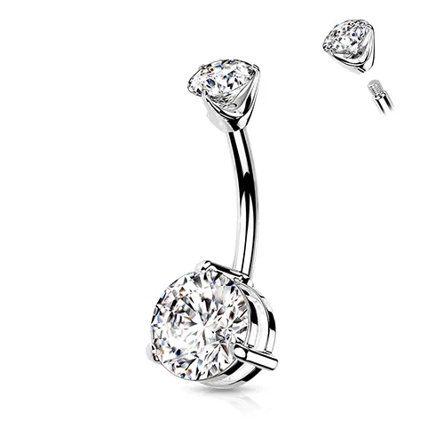 Diamanté Tiered Belly Ring in 14K White Gold