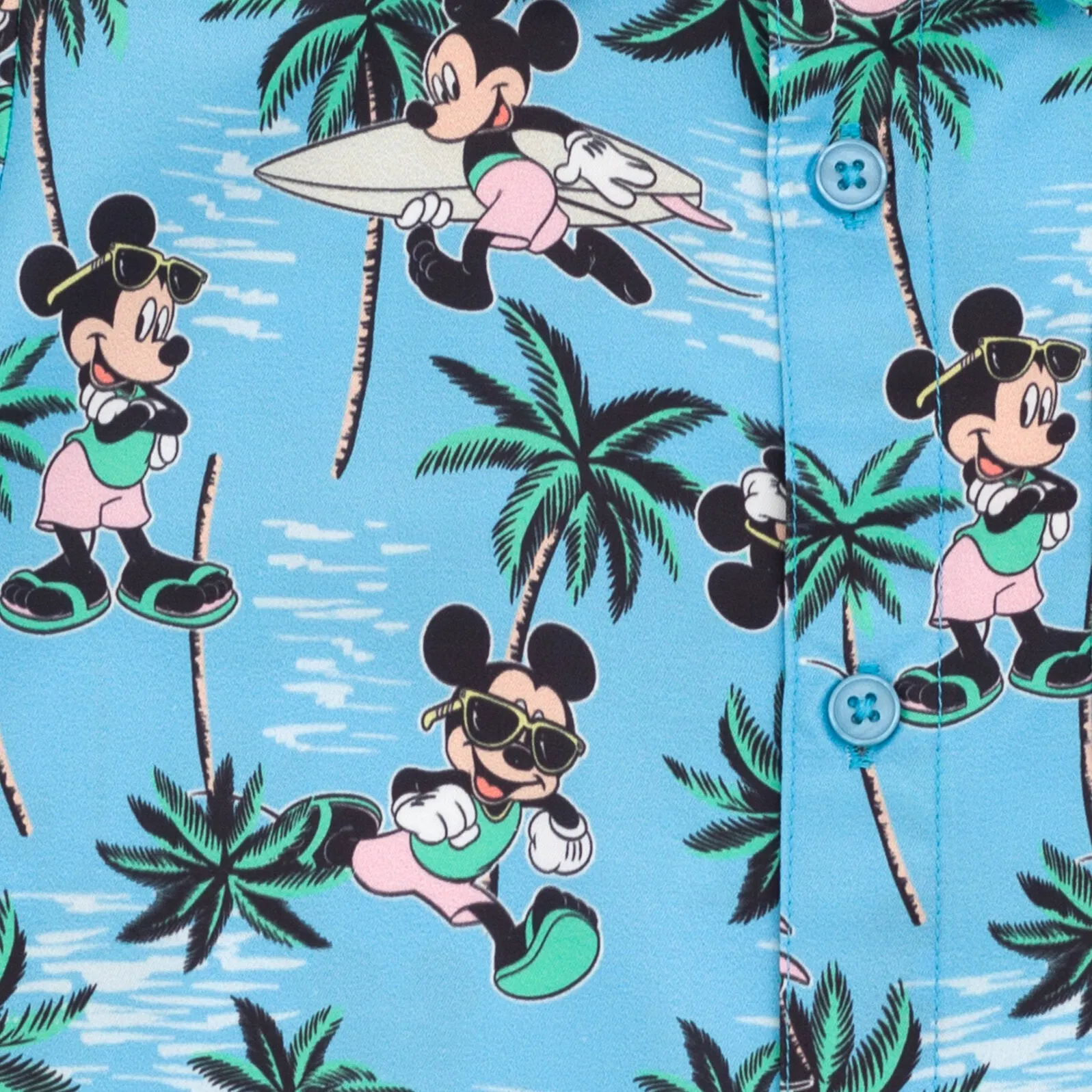 Disney Mickey Mouse Hawaiian Button Down Shirt and Shorts