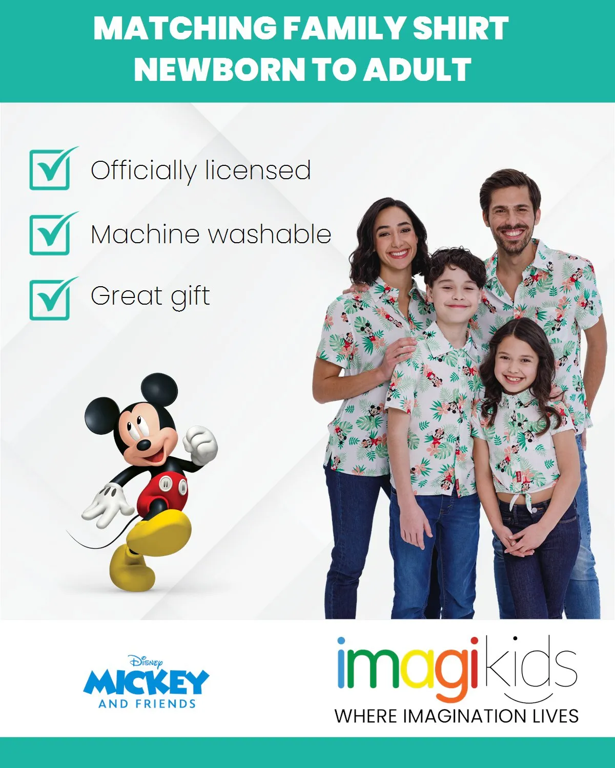 Disney Mickey Mouse Matching Family Hawaiian Button Down Dress Shirt