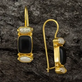 Dorset Onyx and Pearl Earrings