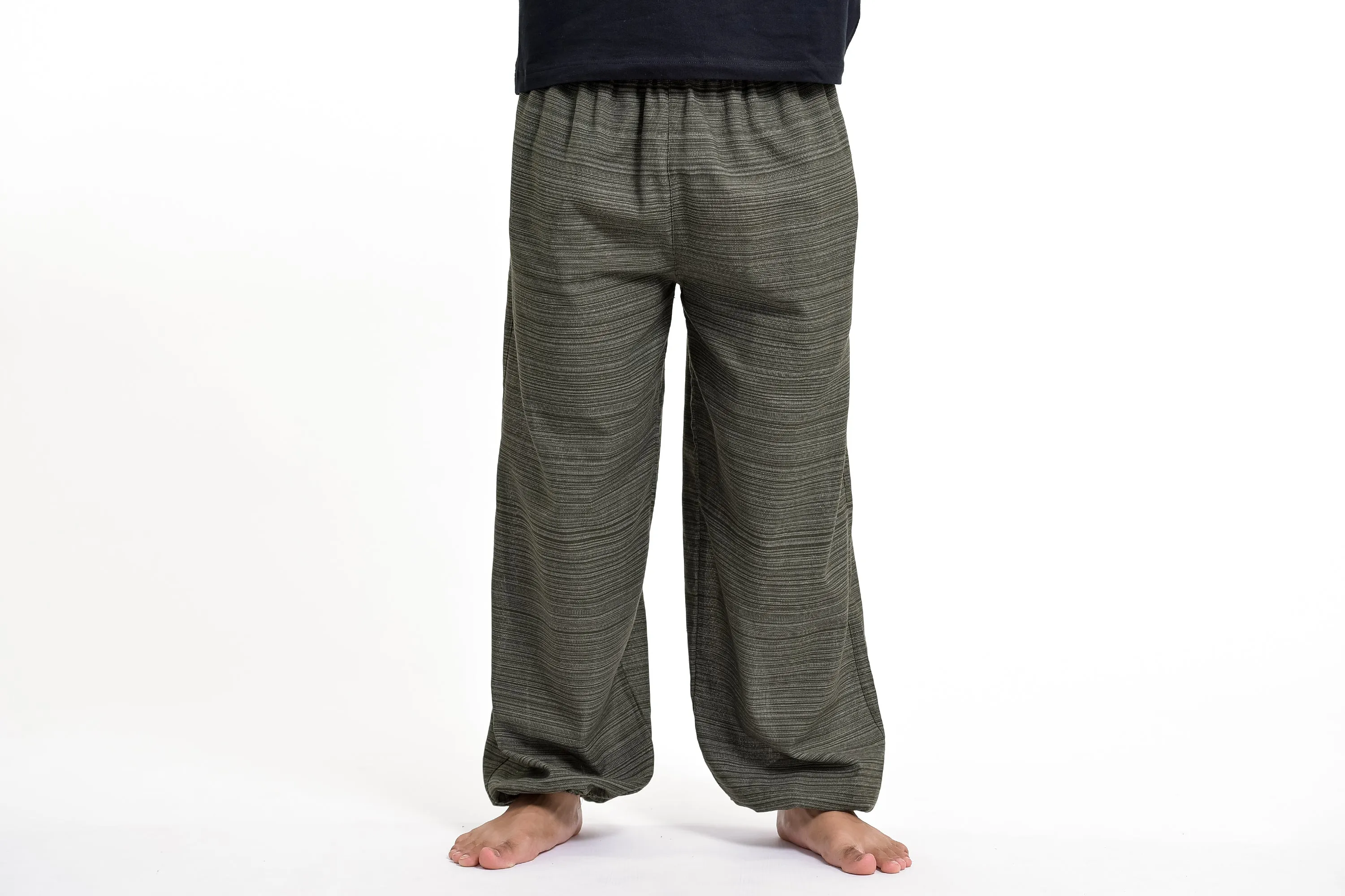 Drawstring Pinstripe Men's Pants in Green