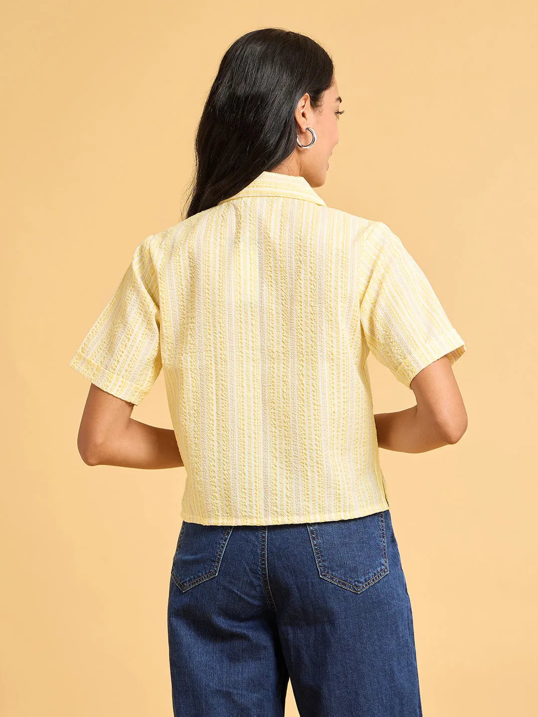 Echoes of Bliss Yellow Striped Shirt