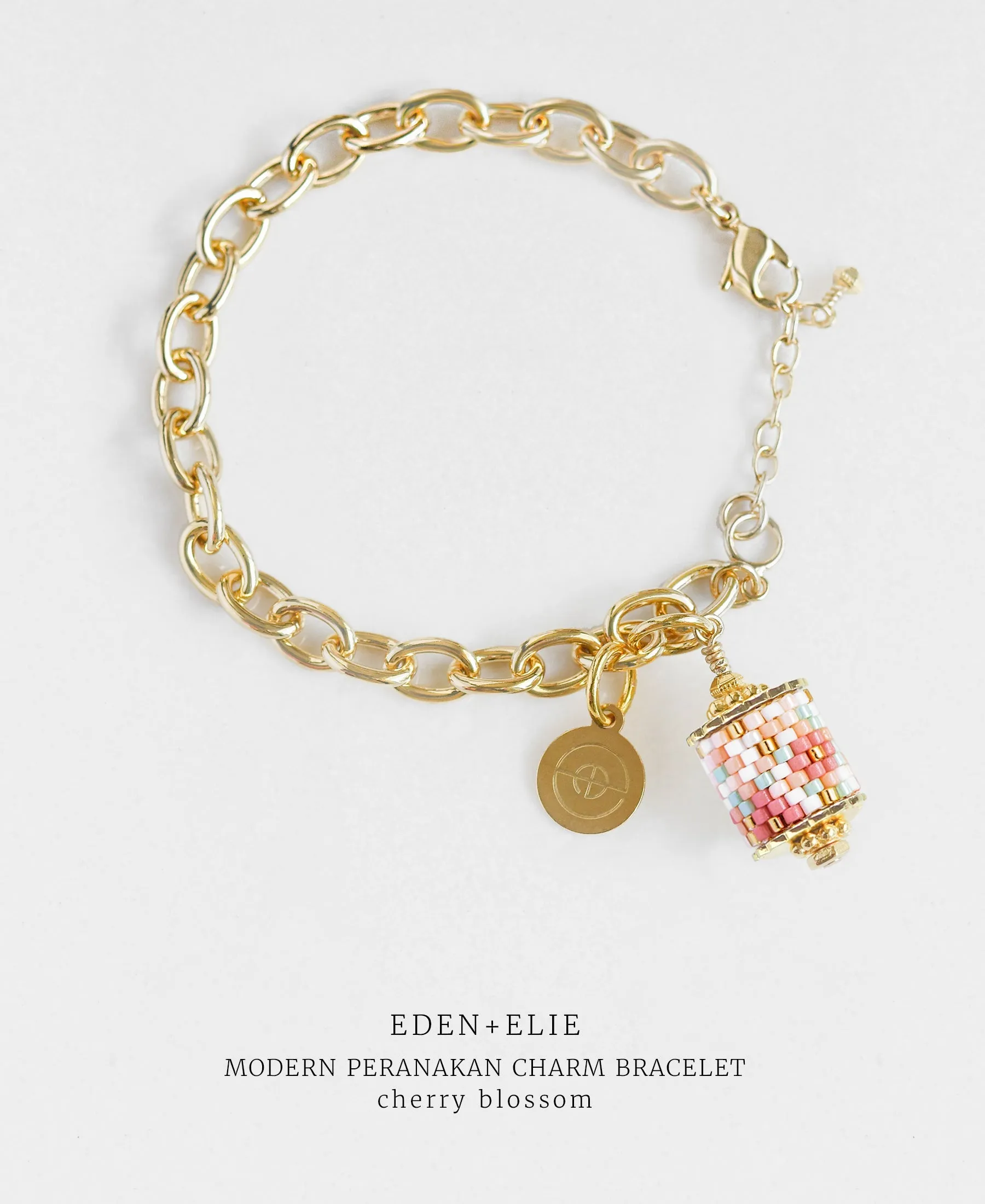 EDEN   ELIE Modern Peranakan gold charm bracelet - cherry blossom