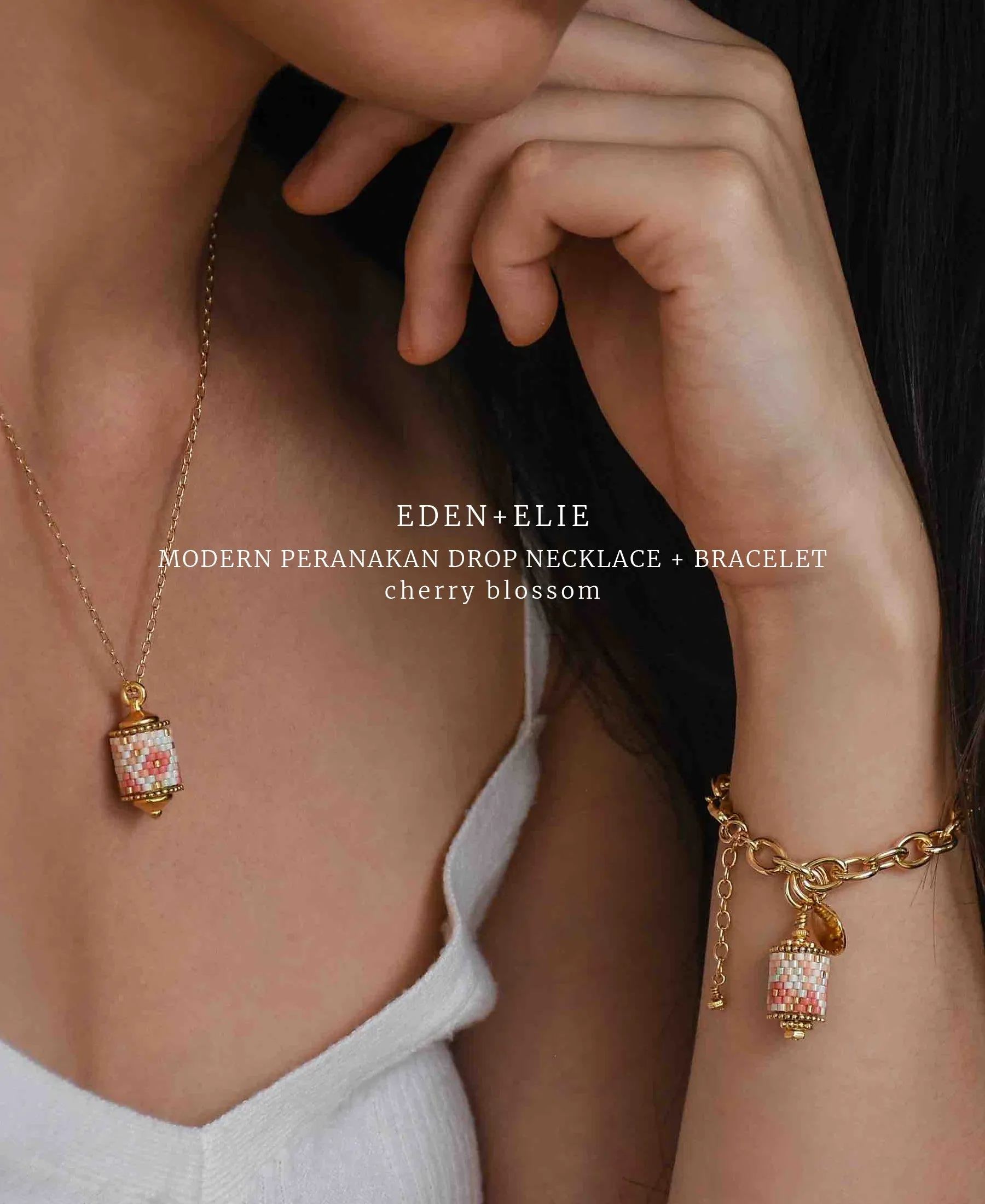 EDEN   ELIE Modern Peranakan gold charm bracelet - cherry blossom