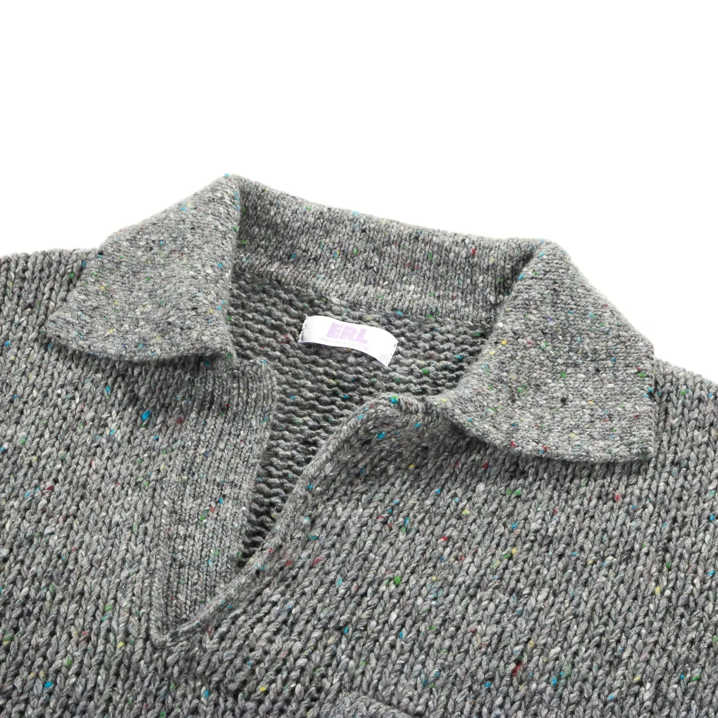 ERL KNIT POLOSHIRT WITH LOGO EMBROIDERY GREY MELANGE