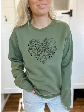 Fall Heart Cozy Crew Neck Sweater