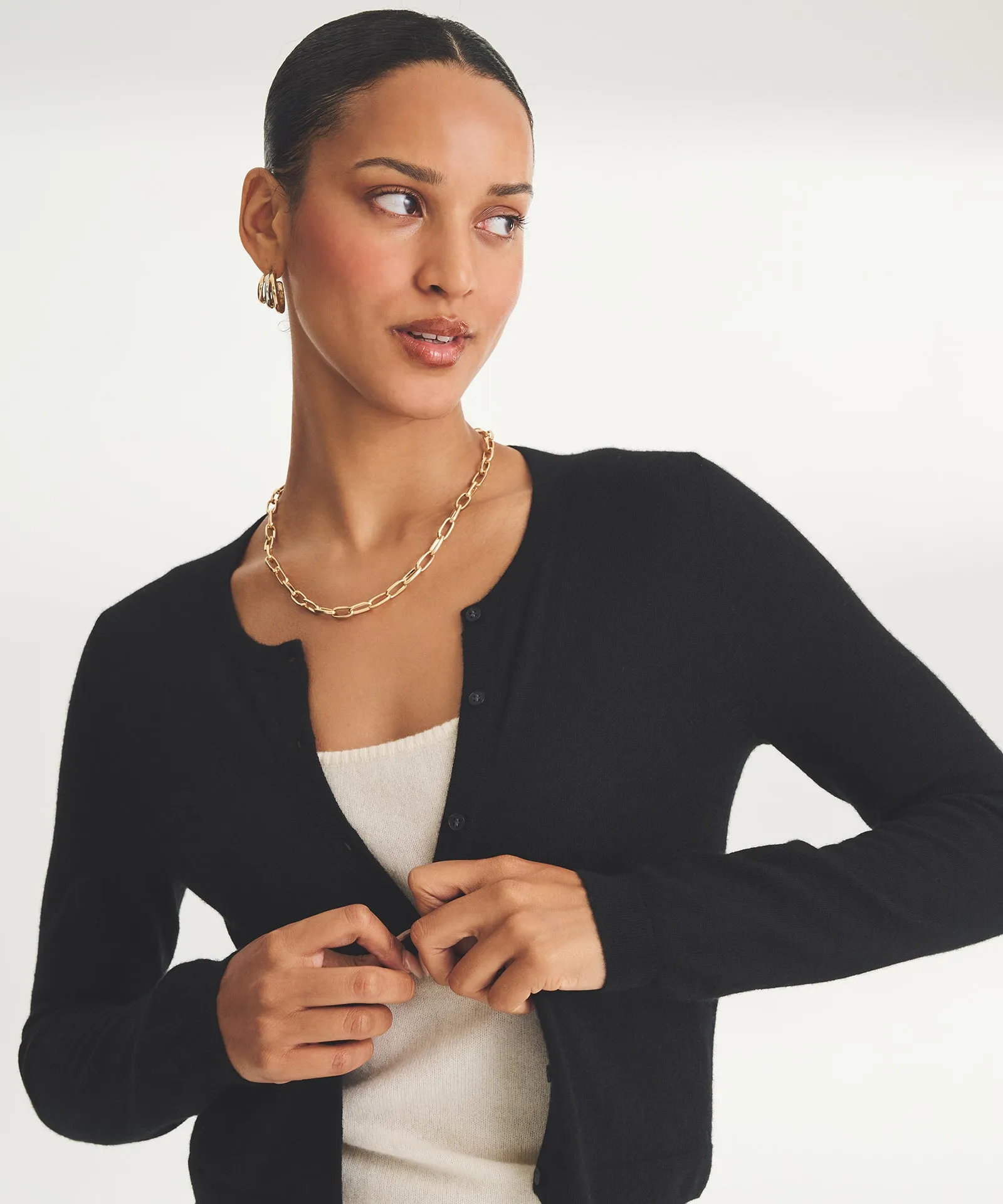 Fancy Cashmere Cropped Cardigan