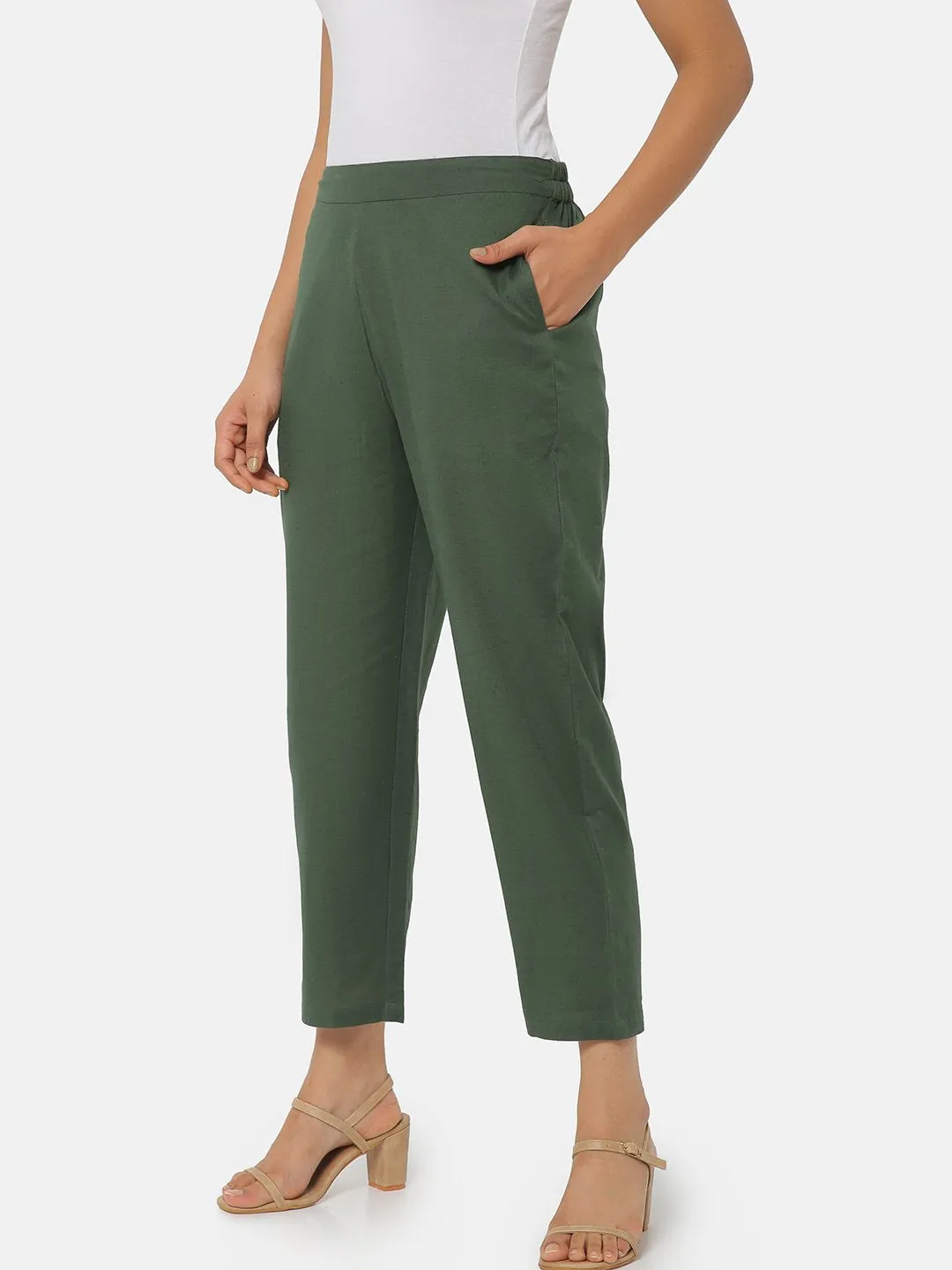 Forget Me Not Green Ankle-Length Pants